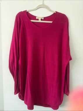 MICHAEL Michael Kors Oversized Scoop-Neck Top in Berry